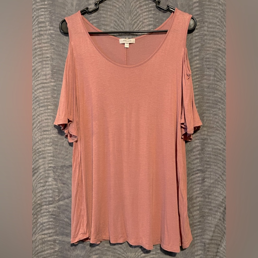 Dusty Pink Peekaboo Shoulder Top Size XL